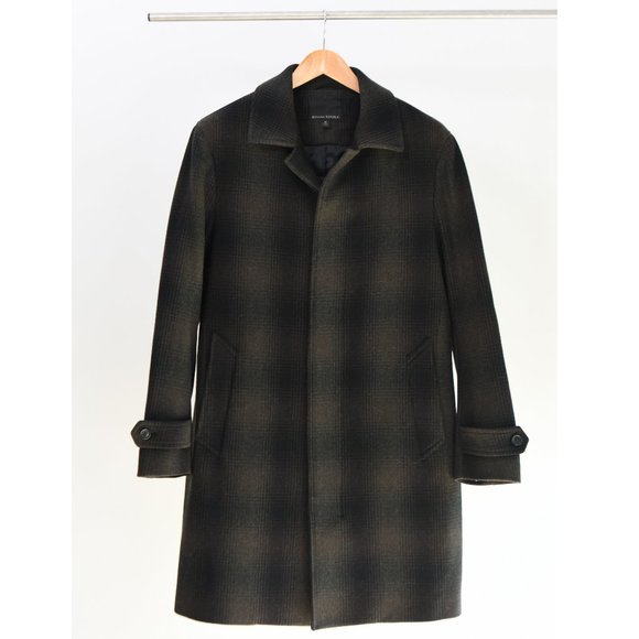 Banana Republic Other - Banana Republic Melton Wool Plaid Topcoat